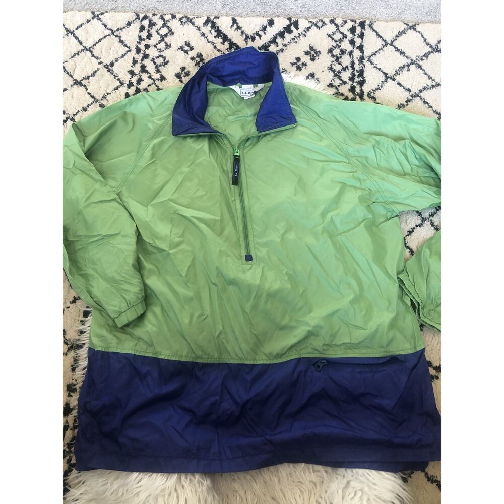 L.L. Bean Vintage Women's 1/4 Zip Nylon Green Blue Windbreaker Size XL. D9